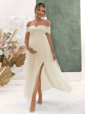 Sexy Mesh High Slit Maternity Dress Spring Summer